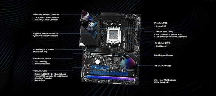 Productafbeelding AsRock Phantom Gaming B850 Riptide WiFi (AM5, AMD B850, ATX)