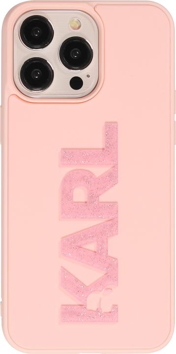 Actual product image Karl Lagerfeld KLHCP15X3DMBKCP iPhone 15 Pro Max 6.7" różowy/pink hardcase 3D Rubber Glitter Logo (Apple iPhone 15 Pro Max)