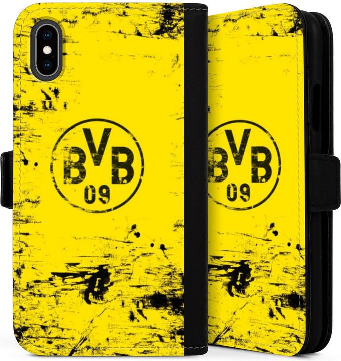 Produktbild DeinDesign Tasche für Apple iPhone Xs Handy Flip Case Wallet Cover Handytasche Leder BVB Borussia Dortmund (Apple iPhone XS)