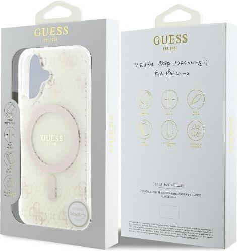 Image du produit Guess GUHMP16SH4DTEH iPhone 16 6.1" biały/white hardcase IML 4G Background MagSafe (Apple iPhone 16)
