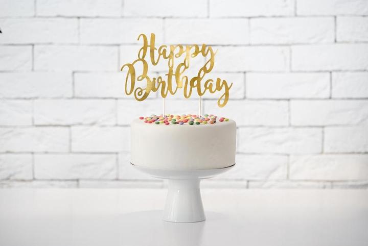 Immagine prodotto Partydeco Cake Topper Buon Compleanno Oro (1 Pezzo/i)