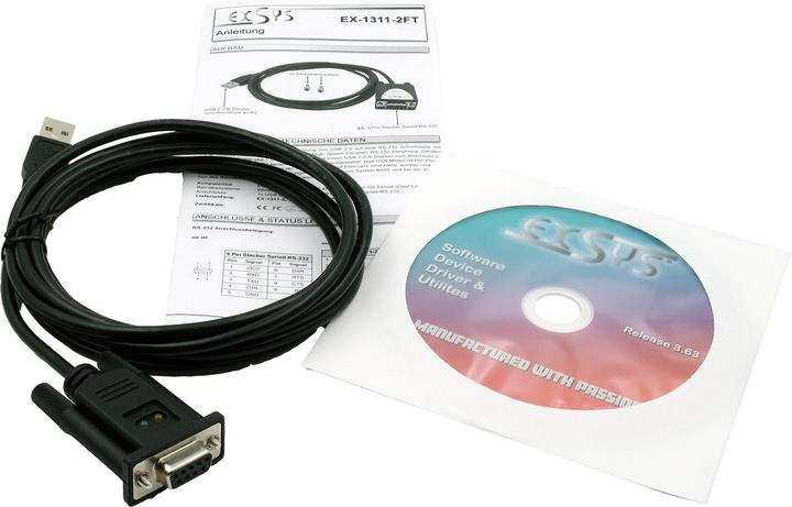 Produktbild Exsys GmbH USB 2.0 zu 1S Seriell RS-232 Port Buchse für -40°C bis +85°C (FTDI Chip-Set) (2.50 m)