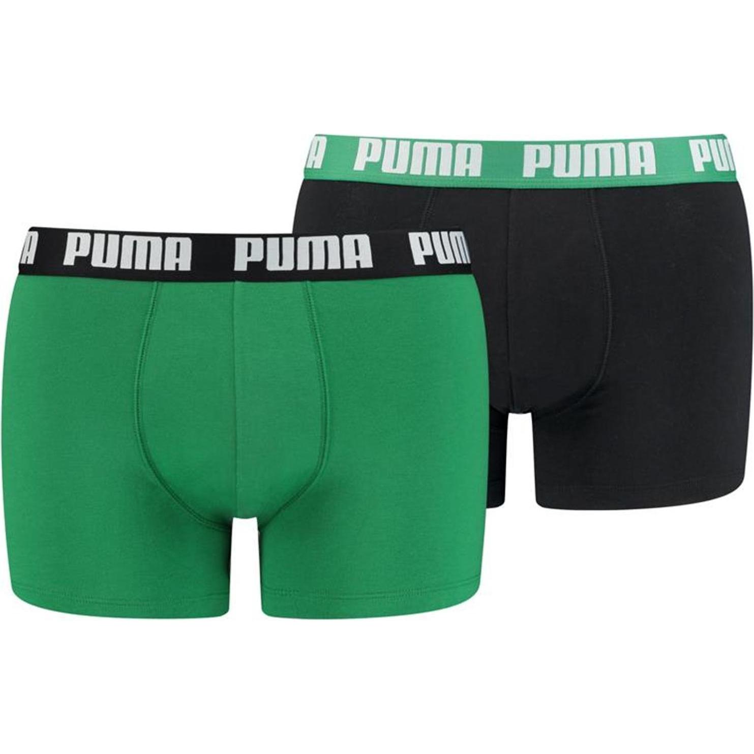 Thumbnail - Puma, Herren, Unterhosen, Basic Boxer, Grün, Schwarz, (S, 2er Pack)