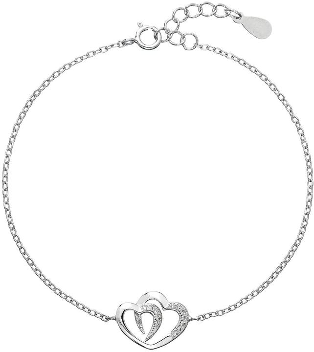 Produktbild Evolution Group Romantic silver bracelet Two hearts with zircons 13011.1 (L)