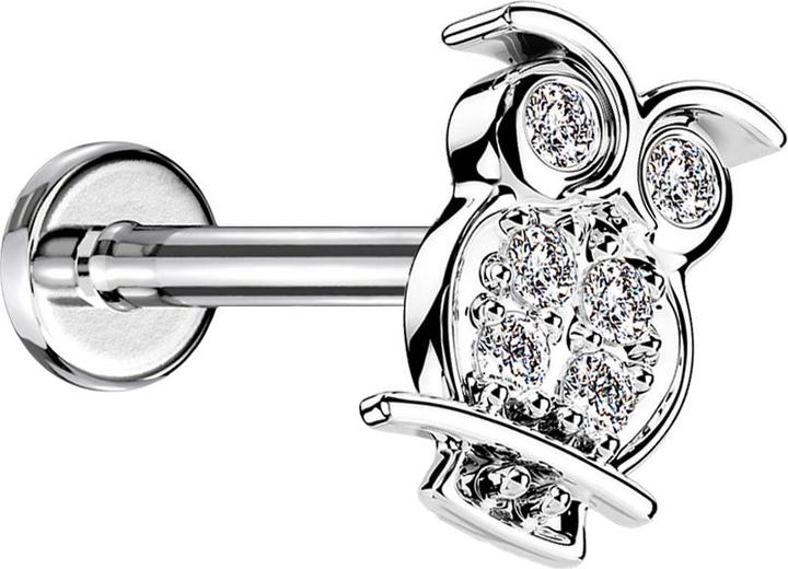 Immagine prodotto Star Piercing Micro Labret filo interno argento cristalli di gufo argento (Ottone, Acciaio chirurgico 316L)