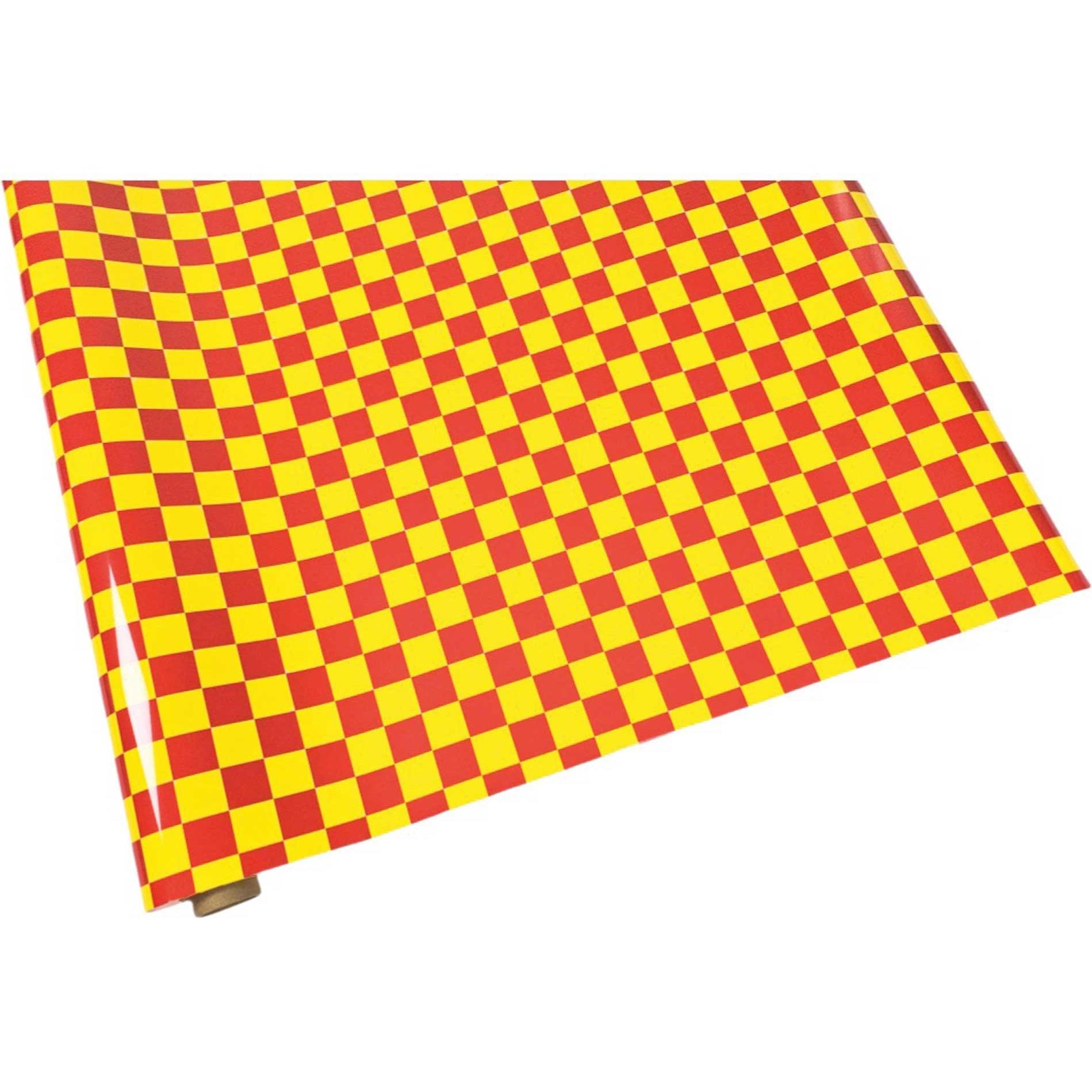 Planet-Hobby Bügelfolie Rot / Gelb Grid (2x2cm) 5 Meter