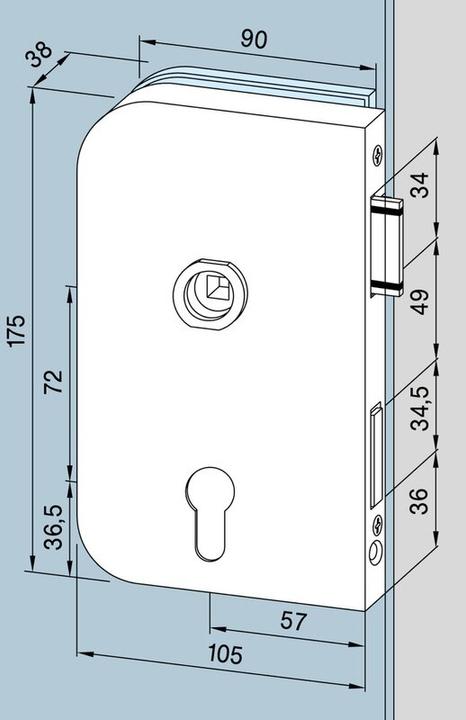 Actual product image Dormakaba Junior Office Glass Door Lock
