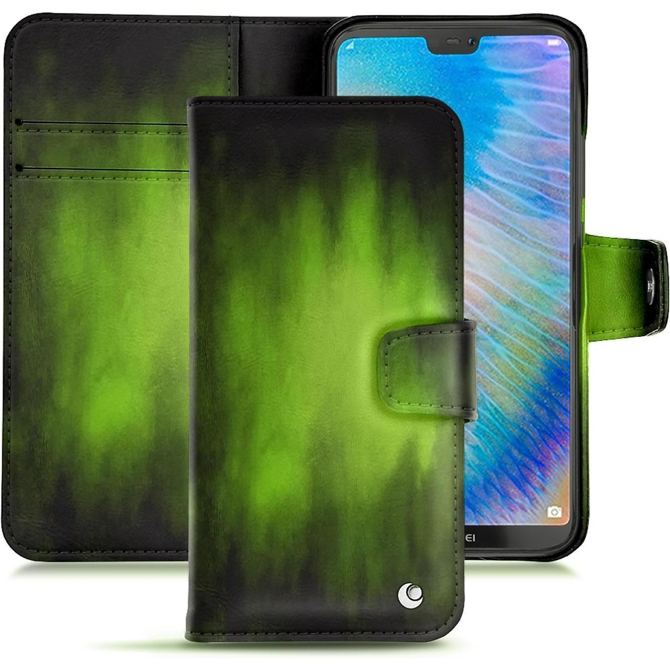 Noreve Lederschutzhülle Wallet (Huawei P20 Lite), Smartphone Hülle, Grün