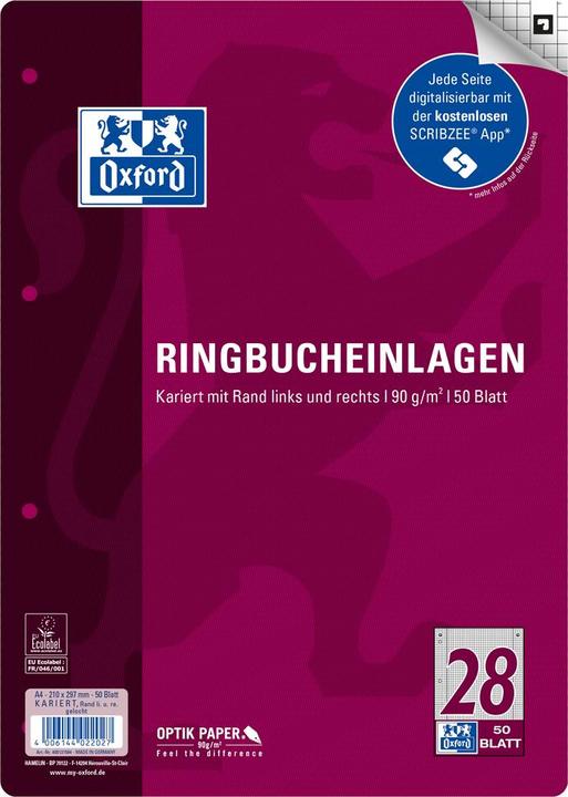 Actual product image Oxford Ring binder inserts, DIN A4, squared, 50 sheets