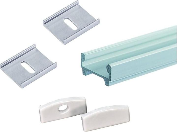 Rutec Aluminium profile flat 1pc=2m B68405 12x23mm (for strips up to 18mm) incl. accessories (200 cm)