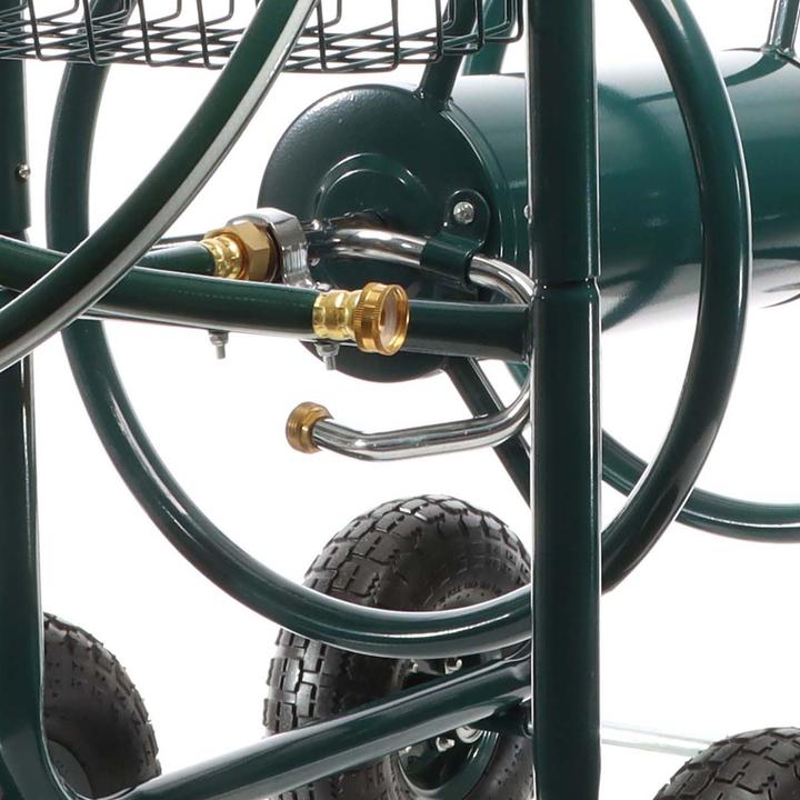 Actual product image Wiltec Hose Reel Cart with Basket Wheeled Hose Reel Holder for Outdoors Gardening (70 m)