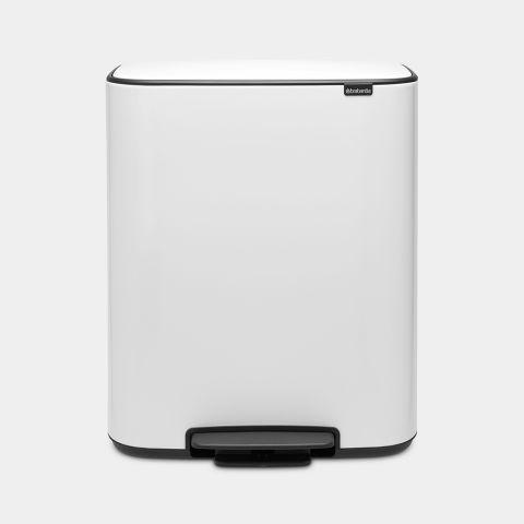 Productafbeelding Brabantia BO pedaalemmer hoekig 60 L wit easy-closing deksel, met kunststof binnenemmer (60 l)