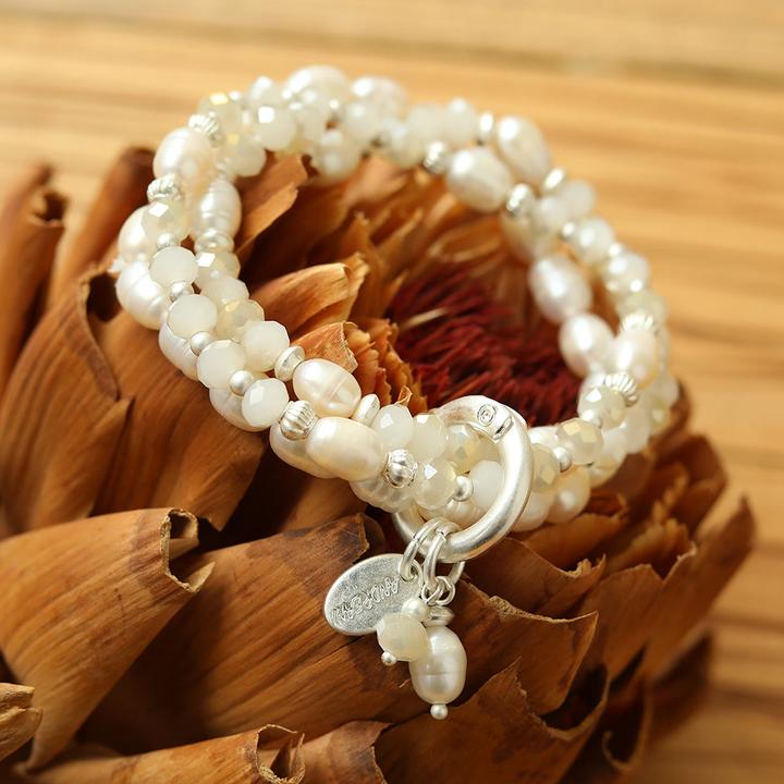 Produktbild Andreani Armband mit Anhänger aus echten Süsswasserperlen (80 cm, Steine)