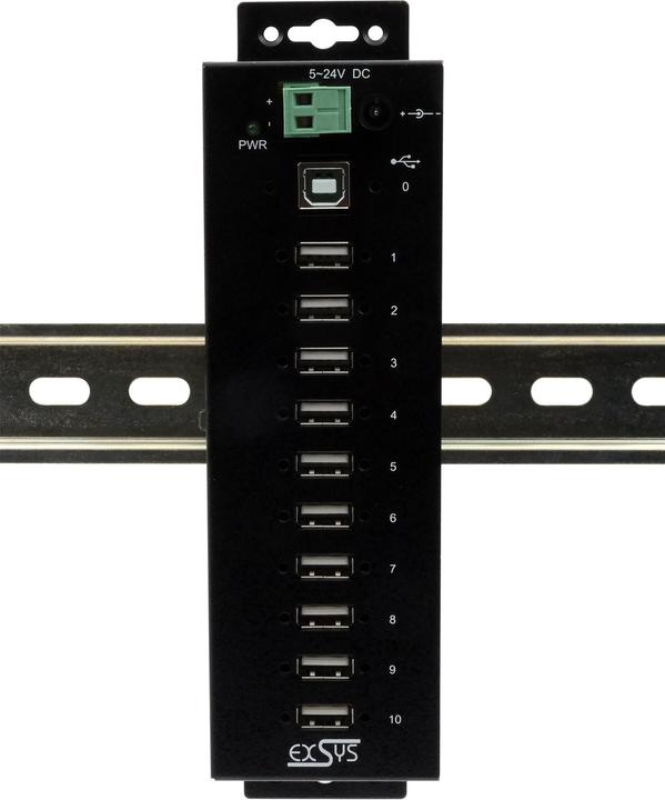 Produktbild Exsys Industrial USB 2.0 Hub 10-Port (USB-B, 10 Ports)