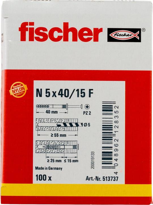 Image du produit Fischer Tampon à clouer N 5x40/15 F (100 pcs)