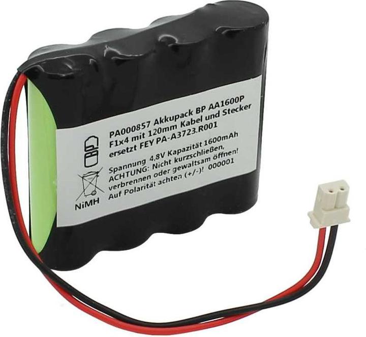 Produktbild XCell Akkupack NiMH 4,8V 1600mAh BP AA1600P F1x4 mit 120mm Kabel und Stecker ersetzt FEY PA-A3723.R001 (1 Stk., 1600 mAh)