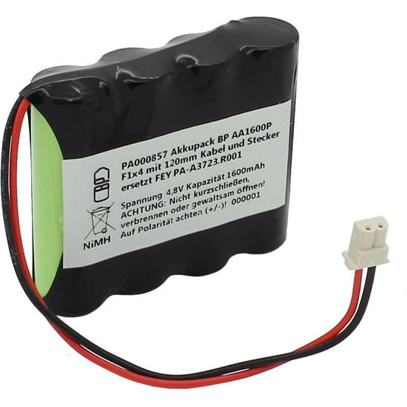 Thumbnail - XCell Akkupack NiMH 4,8V 1600mAh BP AA1600P F1x4 mit 120mm Kabel und Stecker ersetzt FEY PA-A3723.R001 (1 Stk., 1600 mAh...