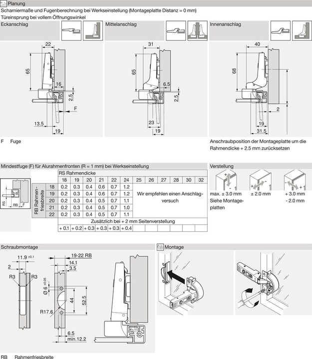 Produktbild Blum CLIP top BLUMOTION Alurahmenscharnier 95°, 9,5mm gekröpft Feder, Schrauben