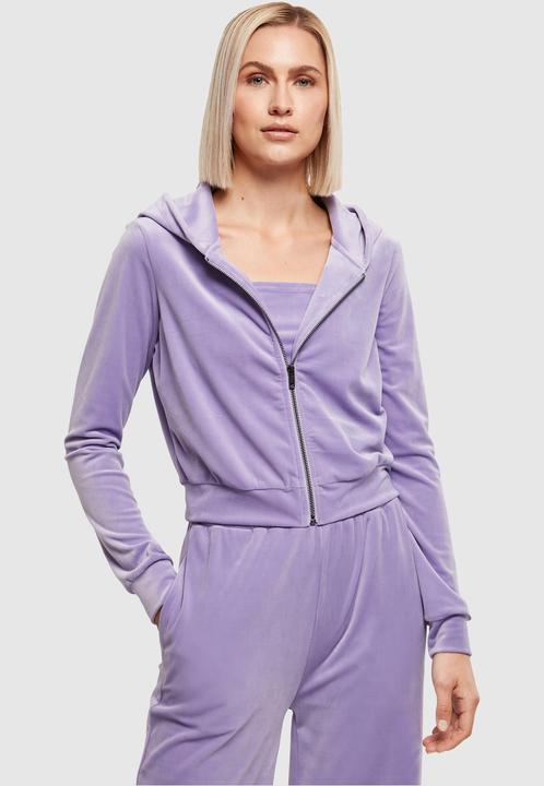 Produktbild Urban Classics Ladies Short Velvet Zip Hoody (XXL)