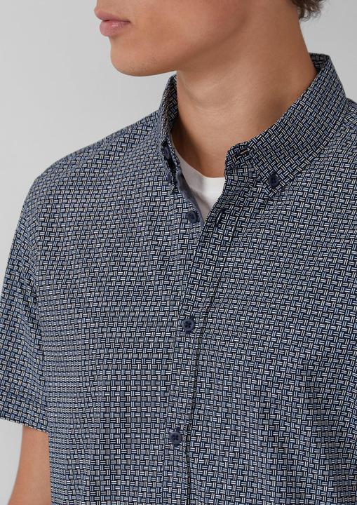 Immagine prodotto s.Oliver Hemd Regular Fit: Gemustertes Kurzarmhemd aus Baumwolle mit Button-Down-Kragen (M)