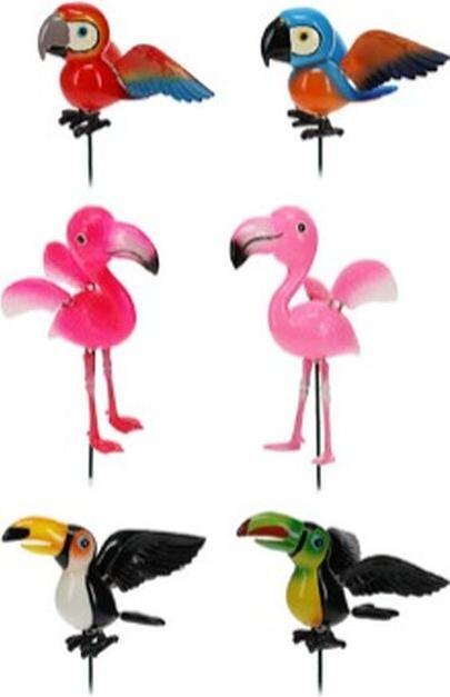 Produktbild ProGarden Dekorative Gartenfigur Metall Vogel 12,5 x 14 x 67 cm Blumentopf