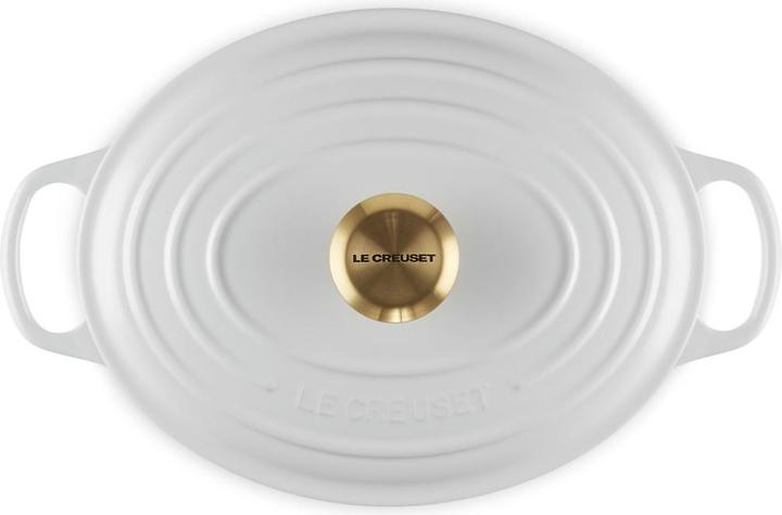 Produktbild Le Creuset Cocotte oval Evo 27 cm white with gold handle (Bräter + Schmortopf, Gusseisen)