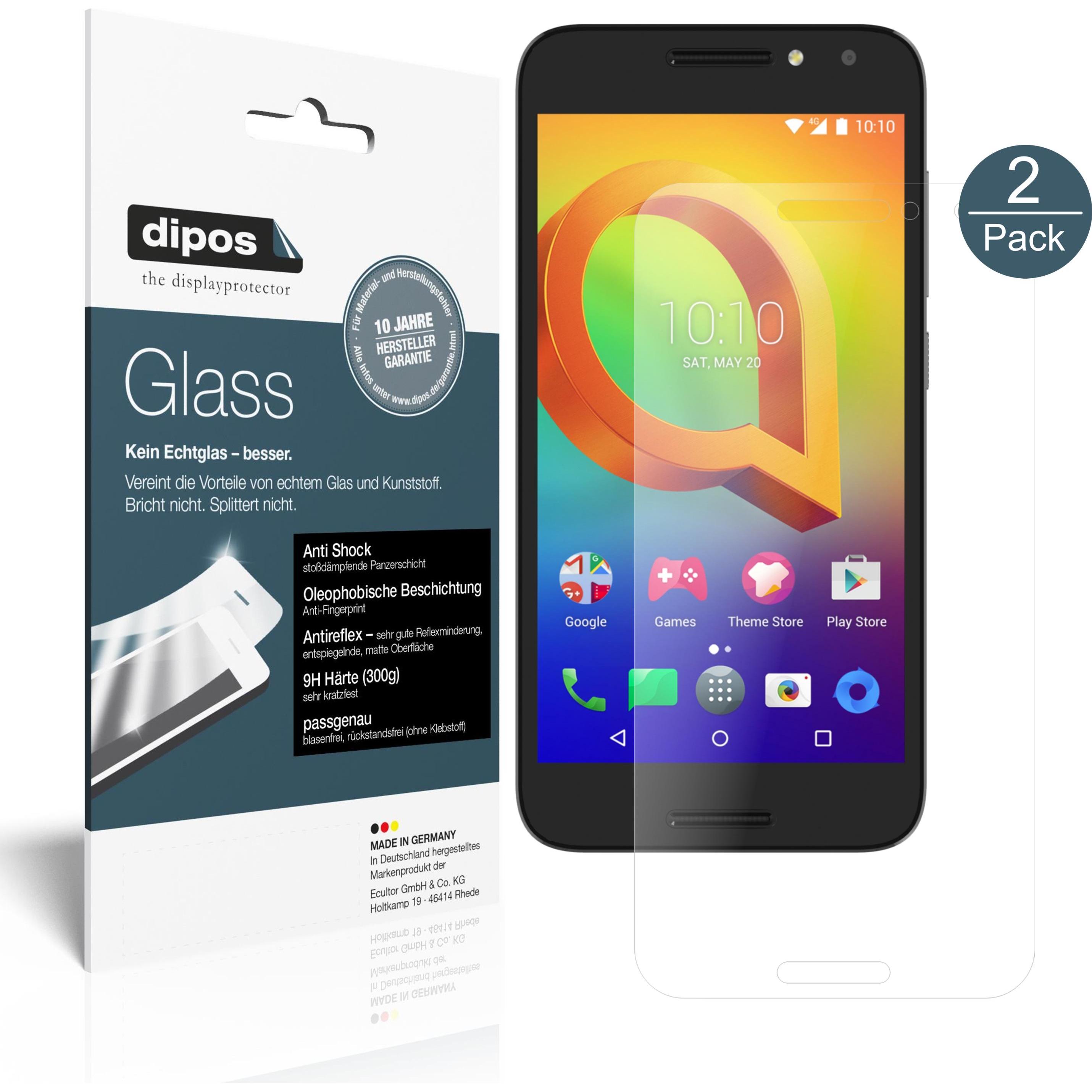 Dipos Displayschutz Anti-Shock (2 Stück, Alcatel A3), Smartphone Schutzfolie, Transparent