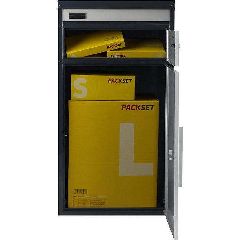 SafePost, Briefkasten, 65 TIAMAT Paketbox silber/anth. + 4 Schl.