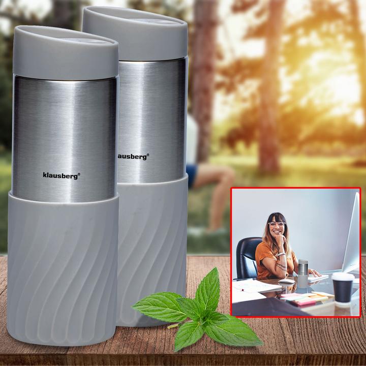Actual product image Klausberg Set of 2 double-walled thermo mugs, 420ml, grey (0.42 l)