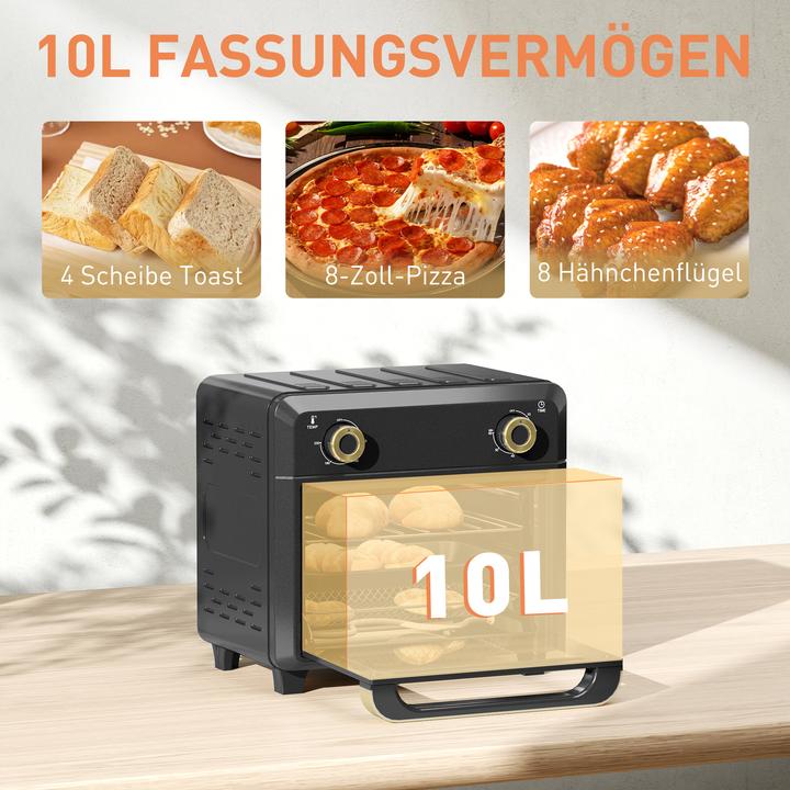 Produktbild Homcom Minibackofen Edelstahl, gehärtetes Glas Schwarz