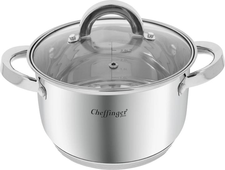 Cheffinger Stainless steel saucepan with induction lid (20 cm, Roman pot, Stainless steel)