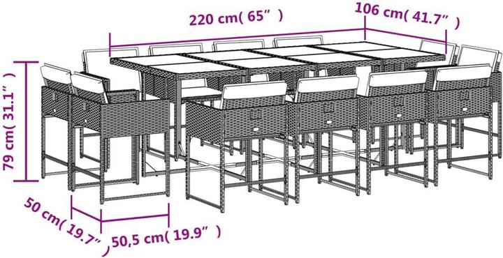 Produktbild vidaXL Garten Essgruppe (220 x 106 x 73 cm)