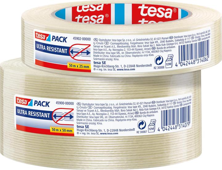 Actual product image tesa tesapack ULTRA RESITANT filament tape glass-fibre reinforced (25 mm)