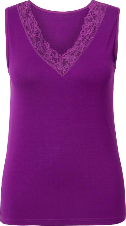 Image du produit Ulla Popken Débardeur en viscose de bambou. Décolleté V à dentelle (42, 44)