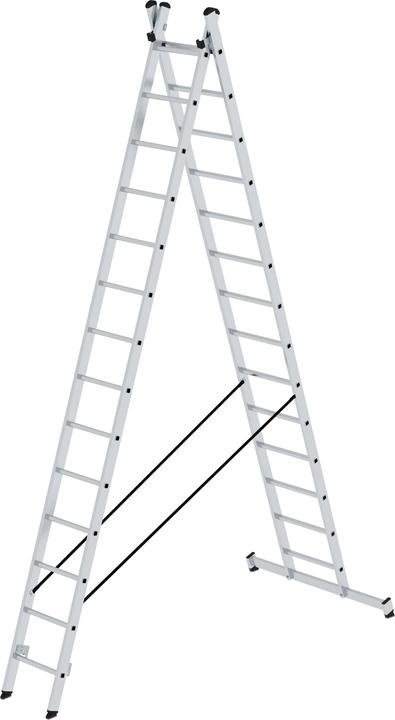 Produktbild Munk Sprossen-Mehrzweckleiter 2-teilig mit nivello-Traverse 2x14 Sprossen (Mehrzweckleiter, 698 cm)