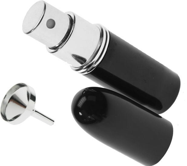 Immagine prodotto Nebulizzatore tascabile nero da 4 ml + imbuto argento in confezione regalo (4 ml)