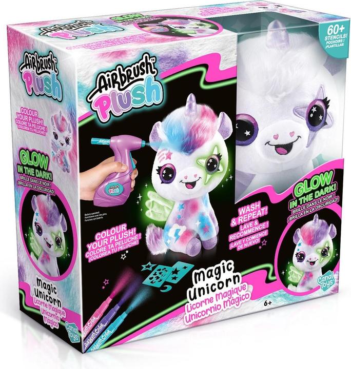 Actual product image Canal Toys Airbrush Plush - Glow in the Dark Unicorn (1274) (26 cm)