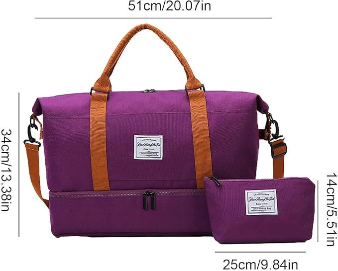 Immagine prodotto Only-Bags.Store Set di borse da viaggio in 2 pezzi con borsa da toilette, borsa da viaggio crossbody di grande (55 l)