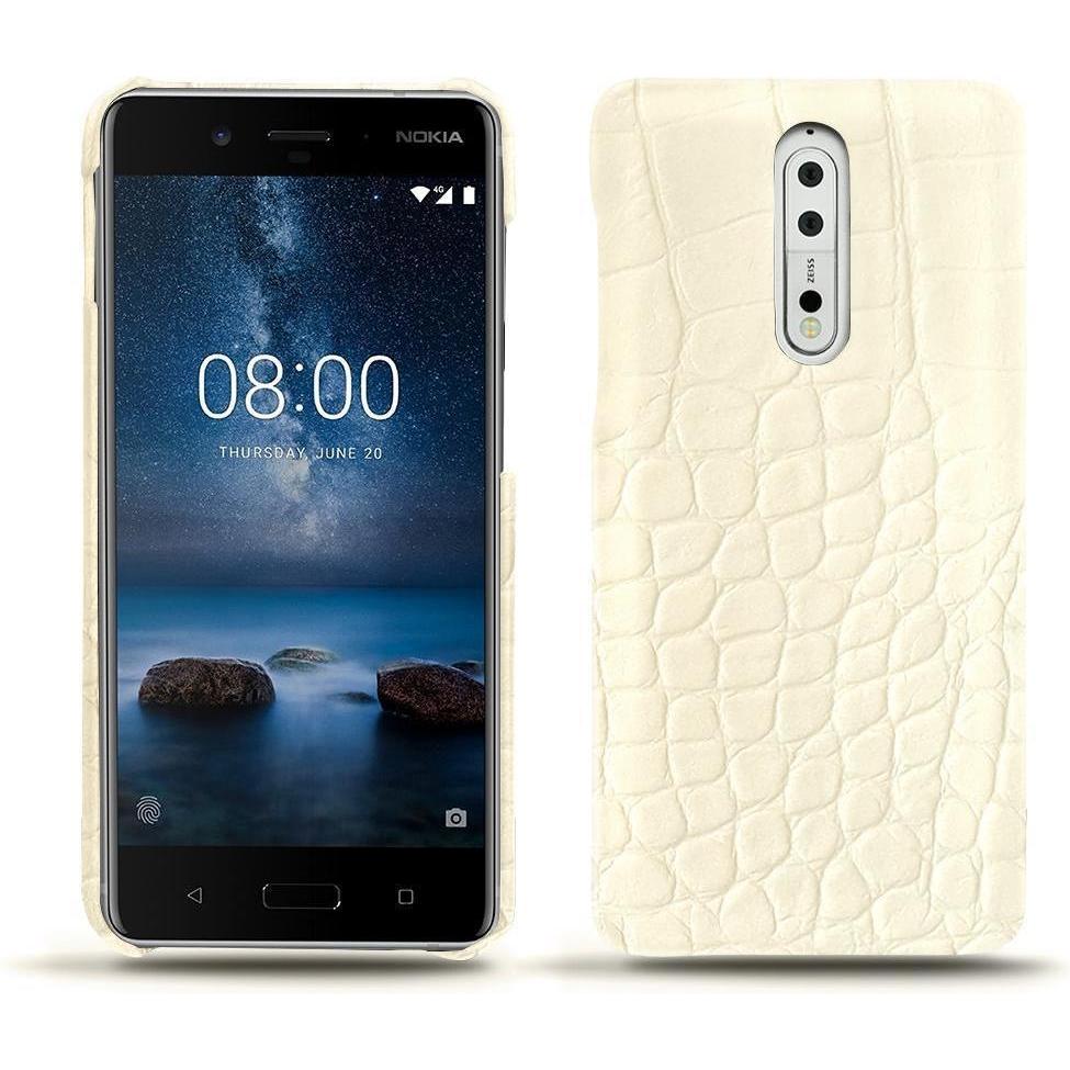 Noreve Lederschutzhülle (Nokia 8), Smartphone Hülle, Weiss