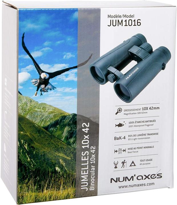 Immagine prodotto Num'axes Verrekijker 10x42, waterdicht, drijvend, anticondens, ottica ad alta trasmissione luminosa (10x, 42 mm)