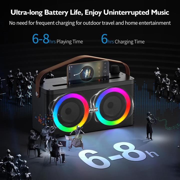 Image du produit Pkbd Karaoke-Maschine mit Bluetooth und 2 Mikrofonen