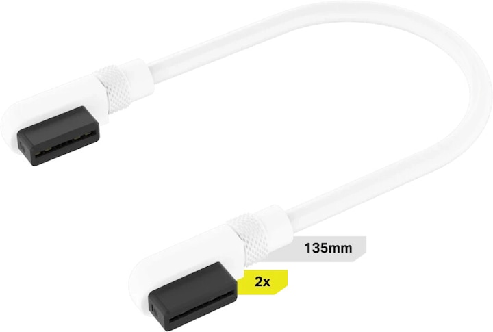 Produktbild Corsair iCUE LINK Cable 2x 135mm with Slim 90° connectors, White