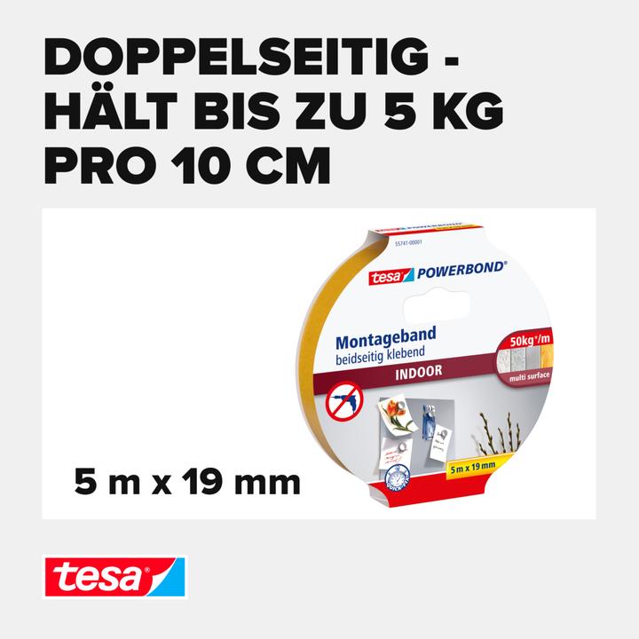 Actual product image tesa Powerbond INDOOR double-sided mounting tape (19 mm)