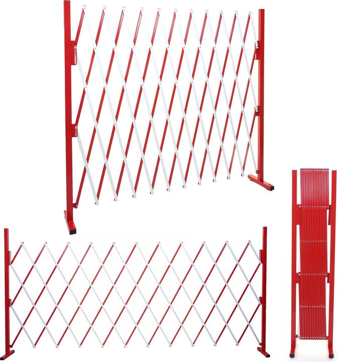 Produktbild Swisshandel24 Absperrgitter, Scherengitter Zaun Schutzgitter ausziehbar, Alu rot-weiss - Höhe 153cm, Breite 36-300 (31 cm)