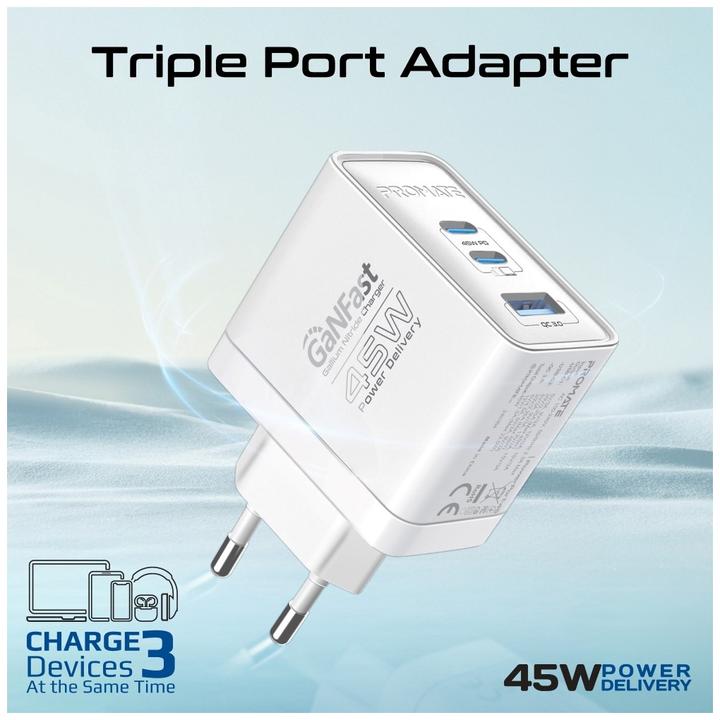 Image du produit ProMate PowerPort-45 White Ladegerät 45 Watt (45 W, 3 ports)