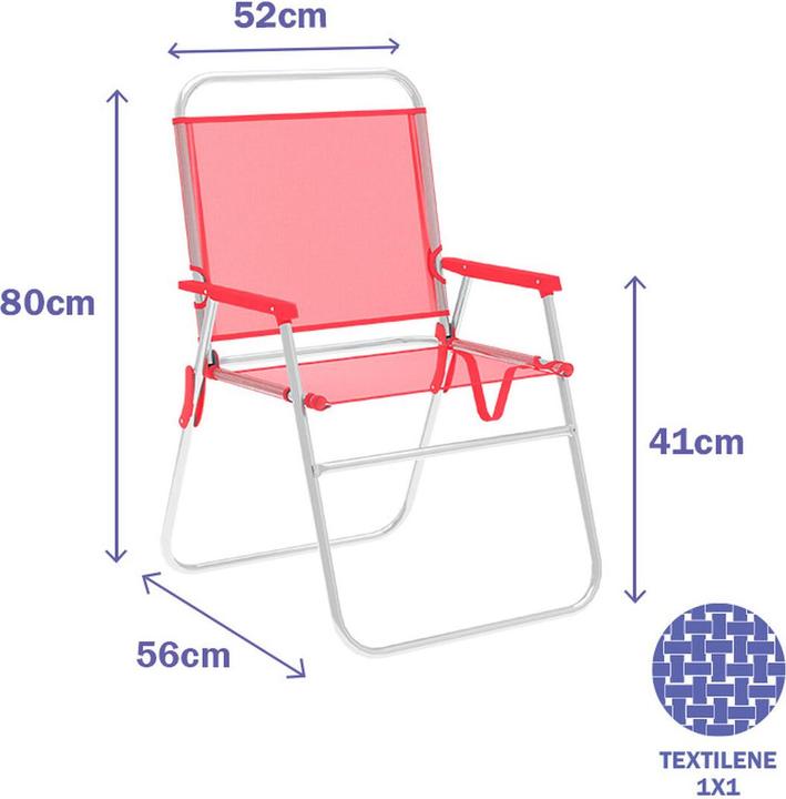 Produktbild Marbueno Gepolsterte Campingstuhl Koralle 52 x 80 x 56 cm