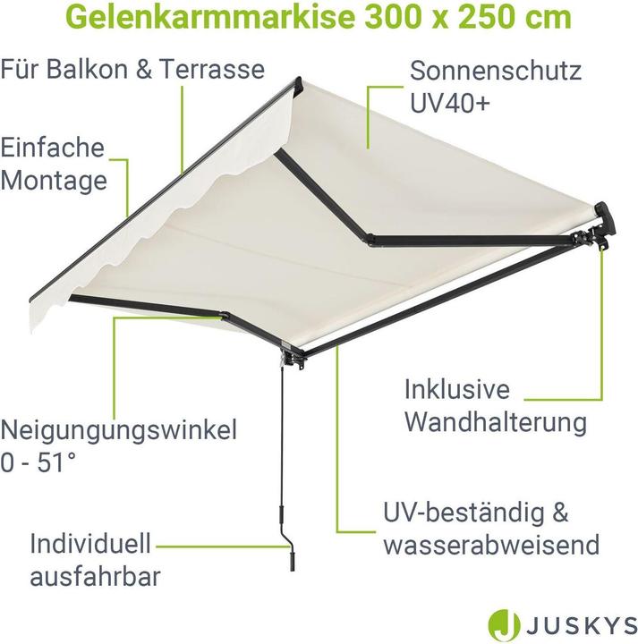 Immagine prodotto Juskys Gelenkarmmarkise (2.50 m)