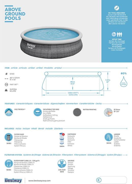 Actual product image Bestway Fast Ste Pool Set (Ø 457 x 107 cm)