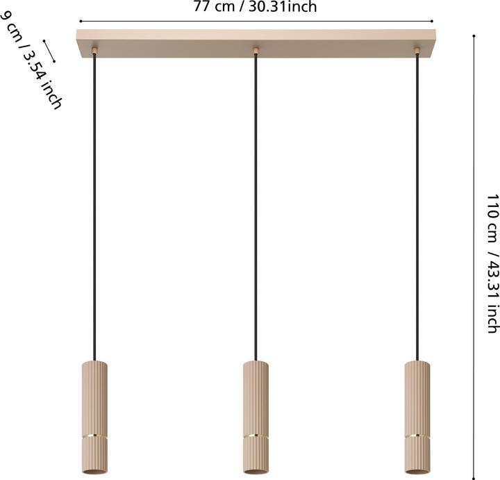 Image du produit EGLO Suspension LED Caminia sable 3flg 15W 3000K (GU10, 1035 lm)