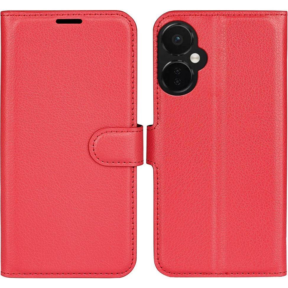 Cover-Discount OnePlus Nord CE 3 Lite - Leder Etui Hülle rot (OnePlus Nord CE 3 Lite), Smartphone Hülle, Rot